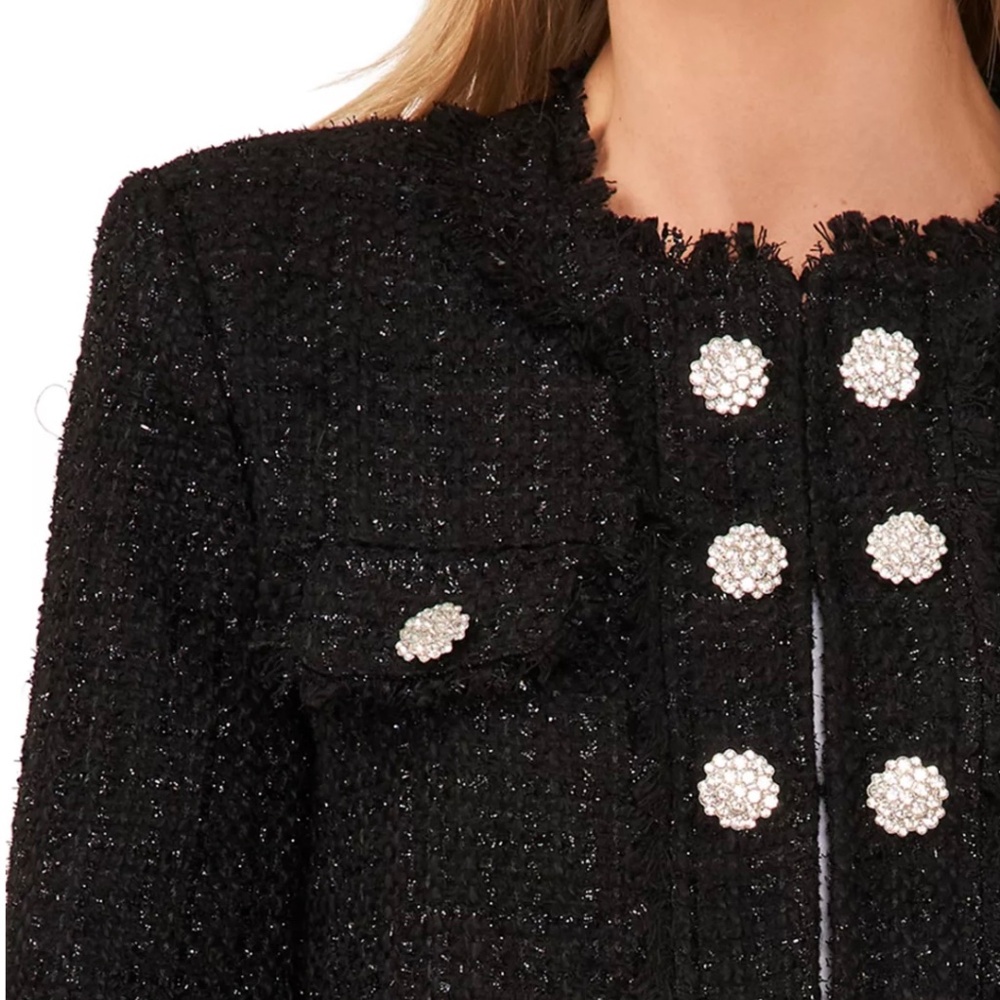 CeCe Rhinestone Button Metallic Tweed Jacket - Picture 7 of 9